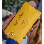 Bk Gift Kişiye Özel Isimli Telefon ve Bozuk Para Bölmeli Zarf Model Sarı Kadın Cüzdanı, Sevgiliye Hediye, Anneye Hediye