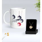 Bk Gift Kişiye Özel Isimli Yılbaşı Tasarımlı Beyaz Kupa Bardak ve Papatya Kolye Hediye Seti- 3, Sevgiliye Hediye, Yeni Yıl Hediyeleri