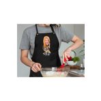 Bk Gift Kişiye Özel Kadın Chef Karikatürlü Profesyonel Siyah Mutfak Önlüğü, Aşçı Önlüğü, Şef Önlüğü,