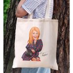 Bk Gift Kişiye Özel Kadın Karikatürlü Kanvas Bez Plaj Çantası Baskılı Omuz Çantası-15, Alışveriş Çantası, Arkadaşa Hediye