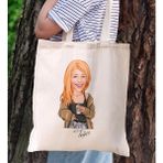 Bk Gift Kişiye Özel Kadın Karikatürlü Kanvas Bez Plaj Çantası Baskılı Omuz Çantası-9, Alışveriş Çantası, Arkadaşa Hediye