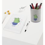 Bk Gift Kişiye Özel Kaktüs Tasarımlı Beyaz Defter Kalem ve Kalemlik Hediye Seti - Model 4