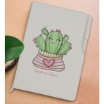 Bk Gift Kişiye Özel Kaktüs Tasarımlı Beyaz Termo Deri Not Defteri 15X21CM-2 - Renkli