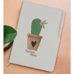 Bk Gift Kişiye Özel Kaktüs Tasarımlı Beyaz Termo Deri Not Defteri 15X21CM-6 - Renkli
