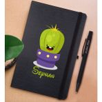 Bk Gift Kişiye Özel Kaktüs Tasarımlı Siyah Defter ve Metal Versatil Kalem(0,7 Kurşun) Hediye Seti-10