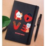 Bk Gift Kişiye Özel Love Tasarımlı Siyah Defter ve Metal Versatil Kalem(0,7 Kurşun) Hediye Seti-1