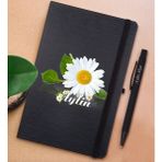 Bk Gift Kişiye Özel Papatya Temalı Siyah Defter ve Metal Versatil Kalem(0,7 Kurşun) Hediye Seti-4