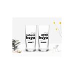 Bk Gift Kişiye Özel Renkli Baskılı Nabıyon Beya Aynı Beya Tasarımlı Ikili Rakı Bardağı Seti-1