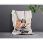 Bk Gift Kişiye Özel Sevgililer Karikatürlü Kanvas Bez Çanta, Baskılı Omuz Çantası, Alışveriş Çantası, Plaj Çantası, Sevgiliye Hediye-11 - Desenli