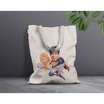 Bk Gift Kişiye Özel Sevgililer Karikatürlü Kanvas Bez Çanta, Baskılı Omuz Çantası, Alışveriş Çantası, Plaj Çantası, Sevgiliye Hediye-16 - Desenli