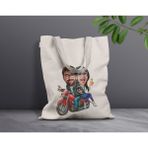 Bk Gift Kişiye Özel Sevgililer Karikatürlü Kanvas Bez Çanta, Baskılı Omuz Çantası, Alışveriş Çantası, Plaj Çantası, Sevgiliye Hediye-21 - Desenli
