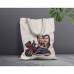 Bk Gift Kişiye Özel Sevgililer Karikatürlü Kanvas Bez Çanta, Baskılı Omuz Çantası, Alışveriş Çantası, Plaj Çantası, Sevgiliye Hediye-25 - Desenli