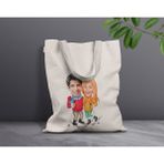 Bk Gift Kişiye Özel Sevgililer Karikatürlü Kanvas Bez Çanta, Baskılı Omuz Çantası, Alışveriş Çantası, Plaj Çantası, Sevgiliye Hediye-28 - Desenli