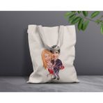 Bk Gift Kişiye Özel Sevgililer Karikatürlü Kanvas Bez Çanta, Baskılı Omuz Çantası, Alışveriş Çantası, Plaj Çantası, Sevgiliye Hediye-33 - Desenli