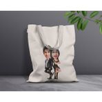 Bk Gift Kişiye Özel Sevgililer Karikatürlü Kanvas Bez Çanta, Baskılı Omuz Çantası, Alışveriş Çantası, Plaj Çantası, Sevgiliye Hediye-37 - Desenli