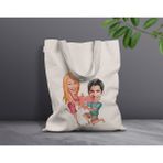 Bk Gift Kişiye Özel Sevgililer Karikatürlü Kanvas Bez Çanta, Baskılı Omuz Çantası, Alışveriş Çantası, Plaj Çantası, Sevgiliye Hediye-5 - Desenli