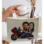 Bk Gift Kişiye Özel Sevgililer Karikatürlü Keten Makyaj Çantası, Sevgiliye Hediye, Arkadaşa Hediye, Sevgililer Günü Hediyesi, Doğum Günü Hediyesi-1