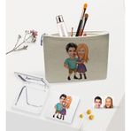 BK Gift Kişiye Özel Sevgililer Karikatürlü Keten Makyaj Çantası ve Ayna Seti, Sevgiliye Hediye, Sevgililer Günü Hediyesi, Doğum Günü Hediyesi-6