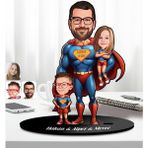 Bk Gift Kişiye Özel Süper Baba-Çocuk Karikatürlü Ahşap Biblo-2, Babalar Günü Hediyesi, Babaya Hediye