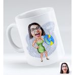 BK Gift Kişiye Özel Tatilci Kadın 6 Karikatürlü Beyaz Kupa Bardak