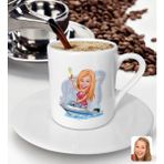 Bk Gift Kişiye Özel Tatilci Kadın Karikatürlü Türk Kahvesi Fincanı-3 - Beyaz