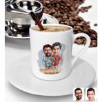 Bk Gift Kişiye Özel Tatilci Kankalar Karikatürlü Türk Kahvesi Fincanı-1 - Beyaz