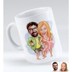BK Gift Kişiye Özel Tatilci Sevgililer 1 Karikatürlü Beyaz Kupa Bardak