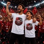 Bk Gift Kişiye Özel Türkiye Taraftar Temalı 2026 Dünya Kupası Tasarımlı Baba&oğul Tişört Seti-4, Tek Yürek Milli Takım Ruhu - Standart - 001-Beyaz