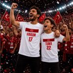 Bk Gift Kişiye Özel Türkiye Taraftar Temalı 2026 Dünya Kupası Tasarımlı Baba&oğul Tişört Seti-5, Tek Yürek Milli Takım Ruhu - Standart - 001-Beyaz