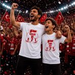 Bk Gift Kişiye Özel Türkiye Taraftar Temalı 2026 Dünya Kupası Tasarımlı Baba&oğul Tişört Seti-6, Tek Yürek Milli Takım Ruhu - Standart - 001-Beyaz