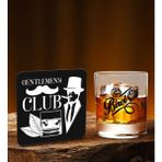Bk Gift Kişiye Özel Viski Bardağı ve Ahşap Bardak Altlığı Hediye Seti - Model 16 - Şeffaf