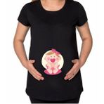 BK Gift Kız Bebek Tasarımlı Siyah Hamile Tişört-2