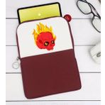 BK Gift Kurukafa Tasarımlı Taşınabilir Koruyucu Tablet Kılıfı & Organizer Çanta - Bordo-5