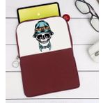 BK Gift Kurukafa Tasarımlı Taşınabilir Koruyucu Tablet Kılıfı & Organizer Çanta - Bordo-7