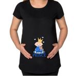 BK Gift Little Prince Tasarımlı Siyah Hamile Tişört-1, Hamile Giyim, Eşe Hediye