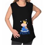 BK Gift Little Prince Tasarımlı Siyah Sıfır Kol Hamile Tişört-1, Hamile Giyim, Eşe Hediye