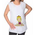 BK Gift Little Princess Tasarımlı Beyaz Sıfır Kol Hamile Tişört-1, Hamile Giyim, Eşe Hediye
