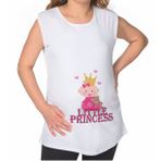 BK Gift Little Princess Tasarımlı Beyaz Sıfır Kol Hamile Tişört-2, Hamile Giyim, Eşe Hediye