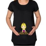 BK Gift Little Princess Tasarımlı Siyah Hamile Tişört-1, Hamile Giyim, Eşe Hediye