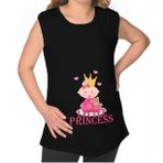 BK Gift Little Princess Tasarımlı Siyah Sıfır Kol Hamile Tişört-2, Hamile Giyim, Eşe Hediye