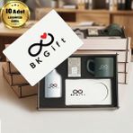 BK Gift Logonuza Özel 10 Adet Kutulu Ahşap Altlıklı Koyu Yeşil Fincan & Kolonya & & Aromalı Kahve Seti – Ahşap Kutulu Kurumsal Hediye Seti - Yosun Yeşili