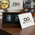 BK Gift Logonuza Özel 10 Adet Kutulu Antrasit Renk Kahve Fincanı Seti – Kutulu Seramik Fincan Kurumsal Hediye Seti
