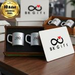 BK Gift Logonuza Özel 10 Adet Kutulu Gümüş Renk Kahve Fincanı Seti – Kutulu Seramik Fincan Kurumsal Hediye Seti