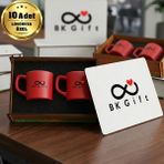 BK Gift Logonuza Özel 10 Adet Kutulu Kırmızı Renk Kahve Fincanı Seti – Kutulu Seramik Fincan Kurumsal Hediye Seti