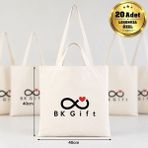 BK Gift Logonuza Özel 20 Adet Çift Kulplu Ham Bez Çanta 40X40CM - Promosyon Logo Baskılı Ham Bez Çanta - 000Beyaz