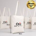 BK Gift Logonuza Özel 20 Adet Fermuarlı Ham Bez Çanta 35X40CM – Promosyon Logo Baskılı Ham Bez Çanta - 000Beyaz