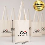 BK Gift Logonuza Özel 20 Adet Ham Bez Çanta 25 x 35 cm – Promosyon Logo Baskılı Ham Bez Çanta - 000Beyaz