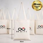 BK Gift Logonuza Özel 20 Adet Ham Bez Çanta 35X40 cm – Promosyon Logo Baskılı Ham Bez Çanta - 000Beyaz