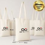 BK Gift Logonuza Özel 20 Adet Ham Bez Çanta Alt Körüklü 35X40X10 cm – Promosyon Logo Baskılı Ham Bez Çanta - 000Beyaz