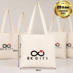 BK Gift Logonuza Özel 20 Adet Ham Bez Yatay Omuz Askılı Çanta 35X30 cm - Promosyon Logo Baskılı Ham Bez Çanta - 000Beyaz